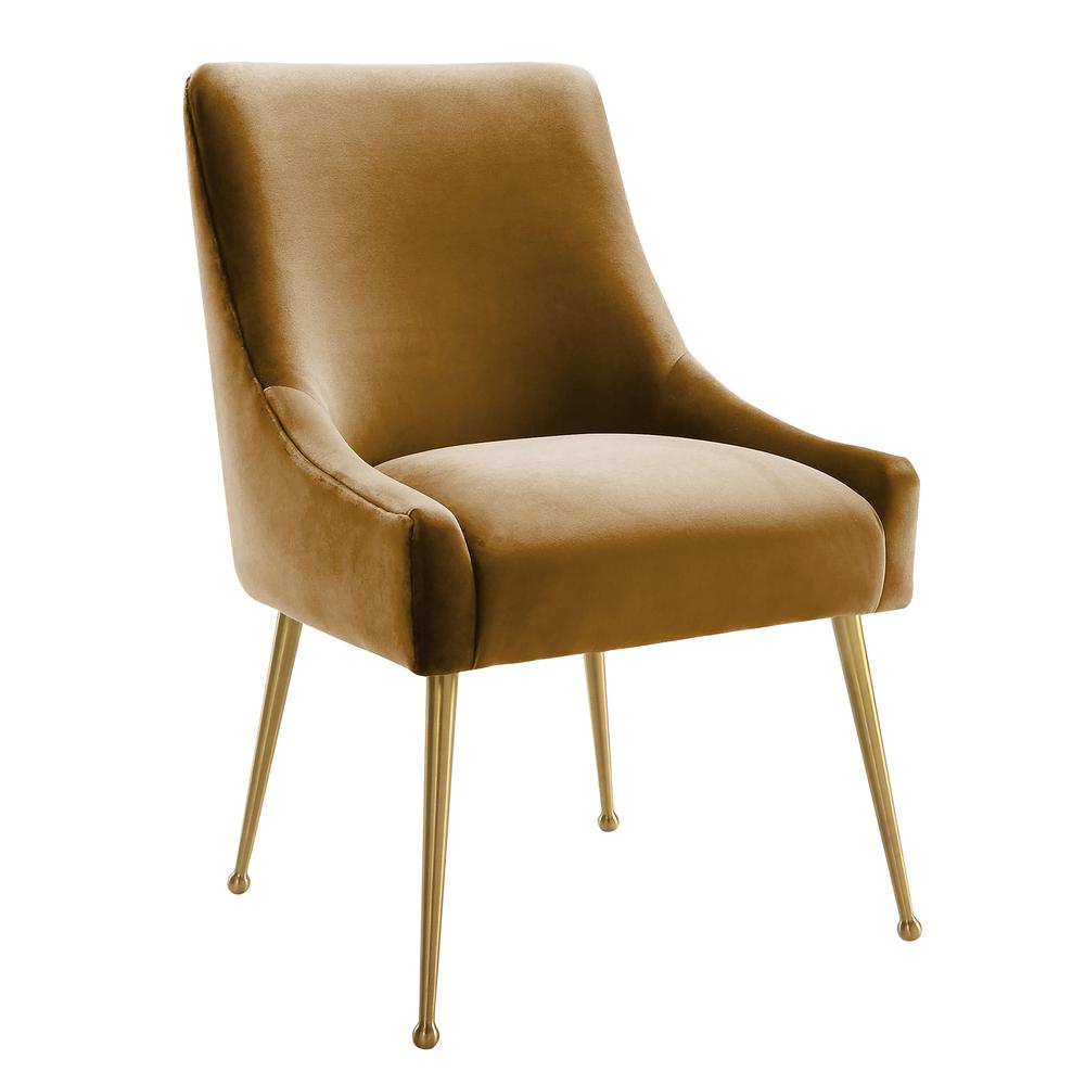 Beatrix Cognac Velvet Side Chair. Picture 2