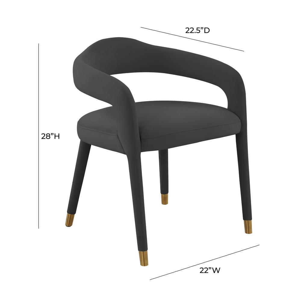 Black Velvet Dining Chair with Gold Tipped Legs, Belen Kox. Picture 3