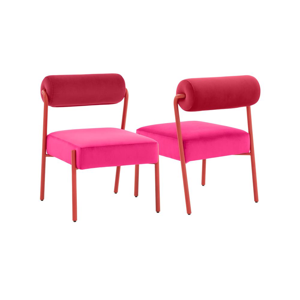 Jolene Hot Pink Velvet Dining Chair - Set of 2. Picture 2