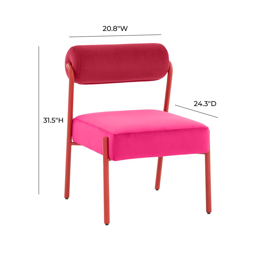 Jolene Hot Pink Velvet Dining Chair - Set of 2. Picture 6