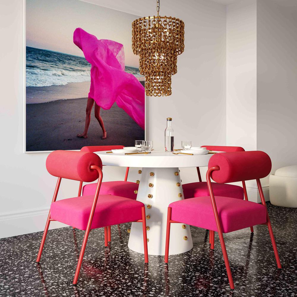 Jolene Hot Pink Velvet Dining Chair - Set of 2. Picture 7