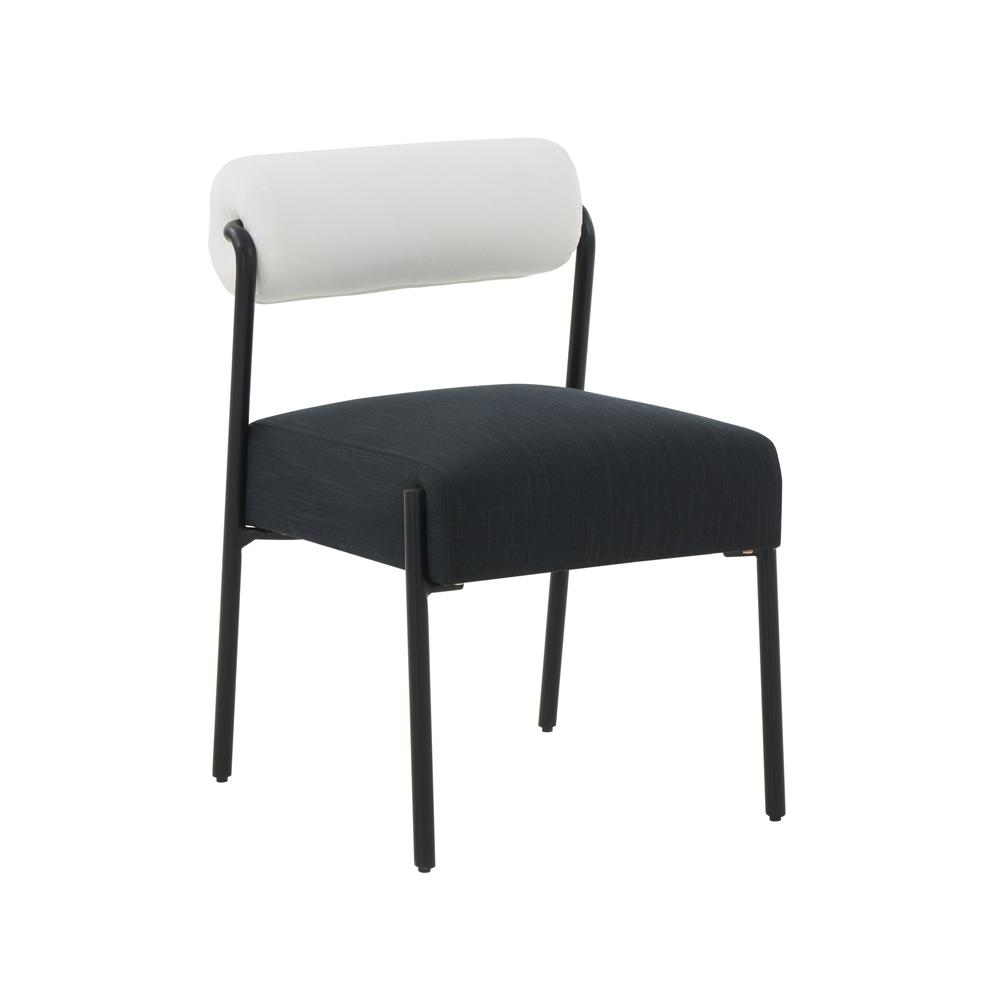 Jolene Cream and Black Linen Dining Chair - Set of 2. Picture 1