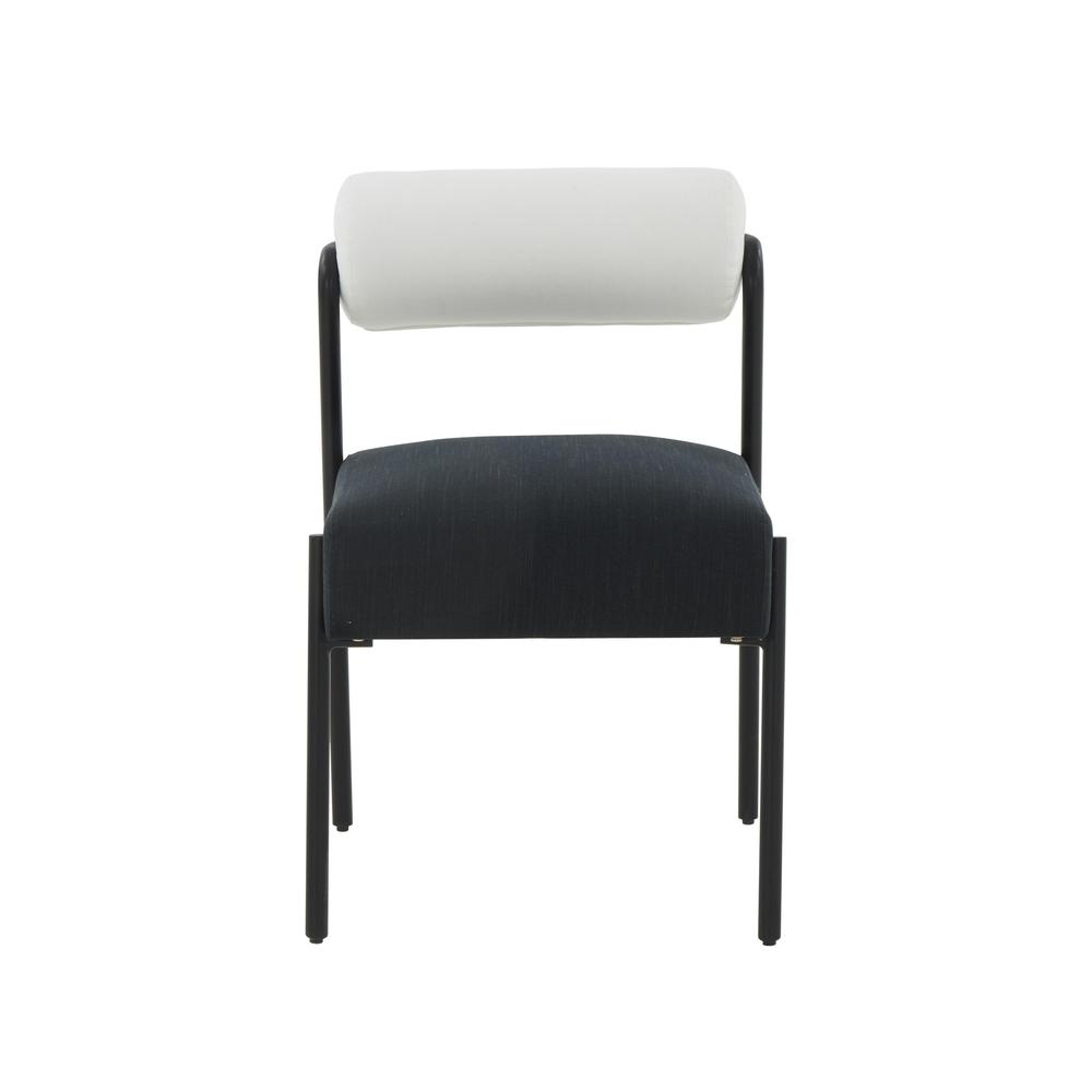 Jolene Cream and Black Linen Dining Chair - Set of 2. Picture 3