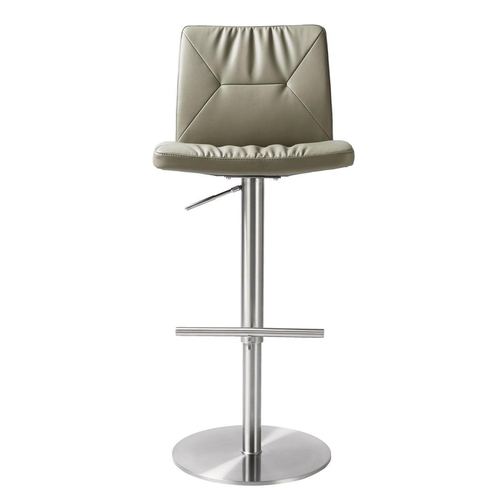 Paddy Light Grey Vegan Leather on Silver Adjustable Stool. Picture 2