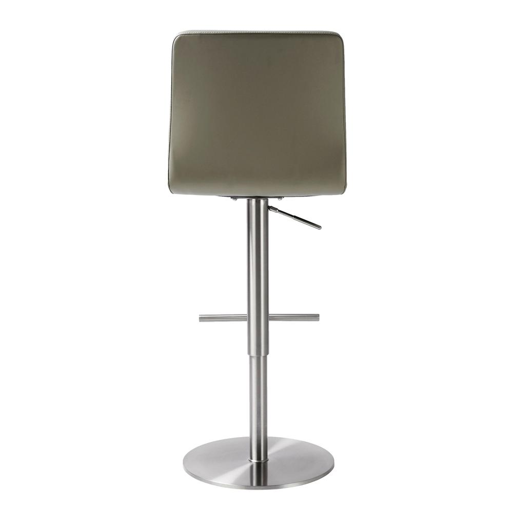 Paddy Light Grey Vegan Leather on Silver Adjustable Stool. Picture 3