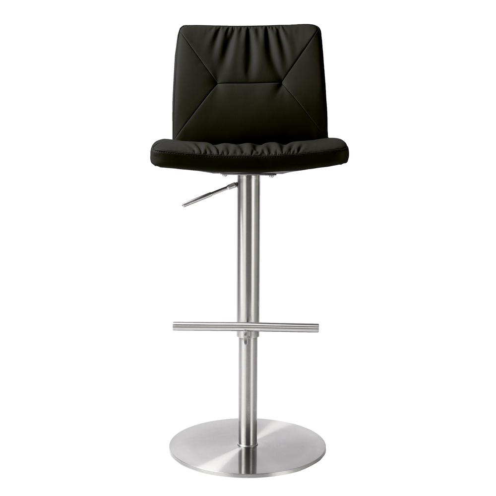 Paddy Black Vegan Leather on Silver Adjustable Stool. Picture 2