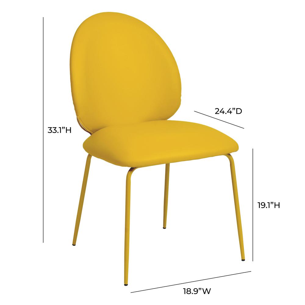 Lauren Yellow Vegan Leather Kitchen Chairs - Set of 2. Picture 4