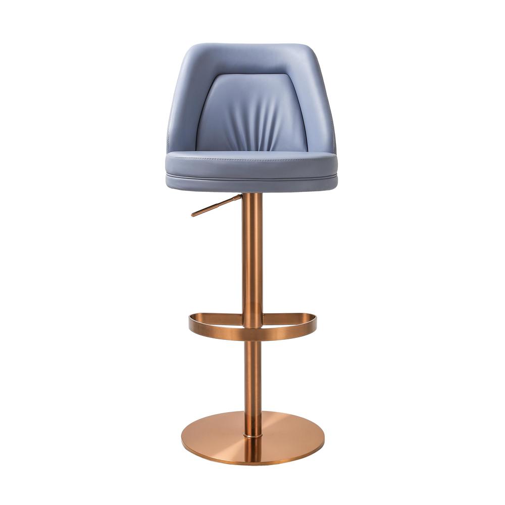 Maven Blue and Rose Gold Adjustable Swivel Stool. Picture 2