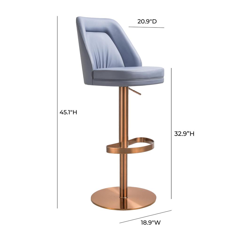 Maven Blue and Rose Gold Adjustable Swivel Stool. Picture 7