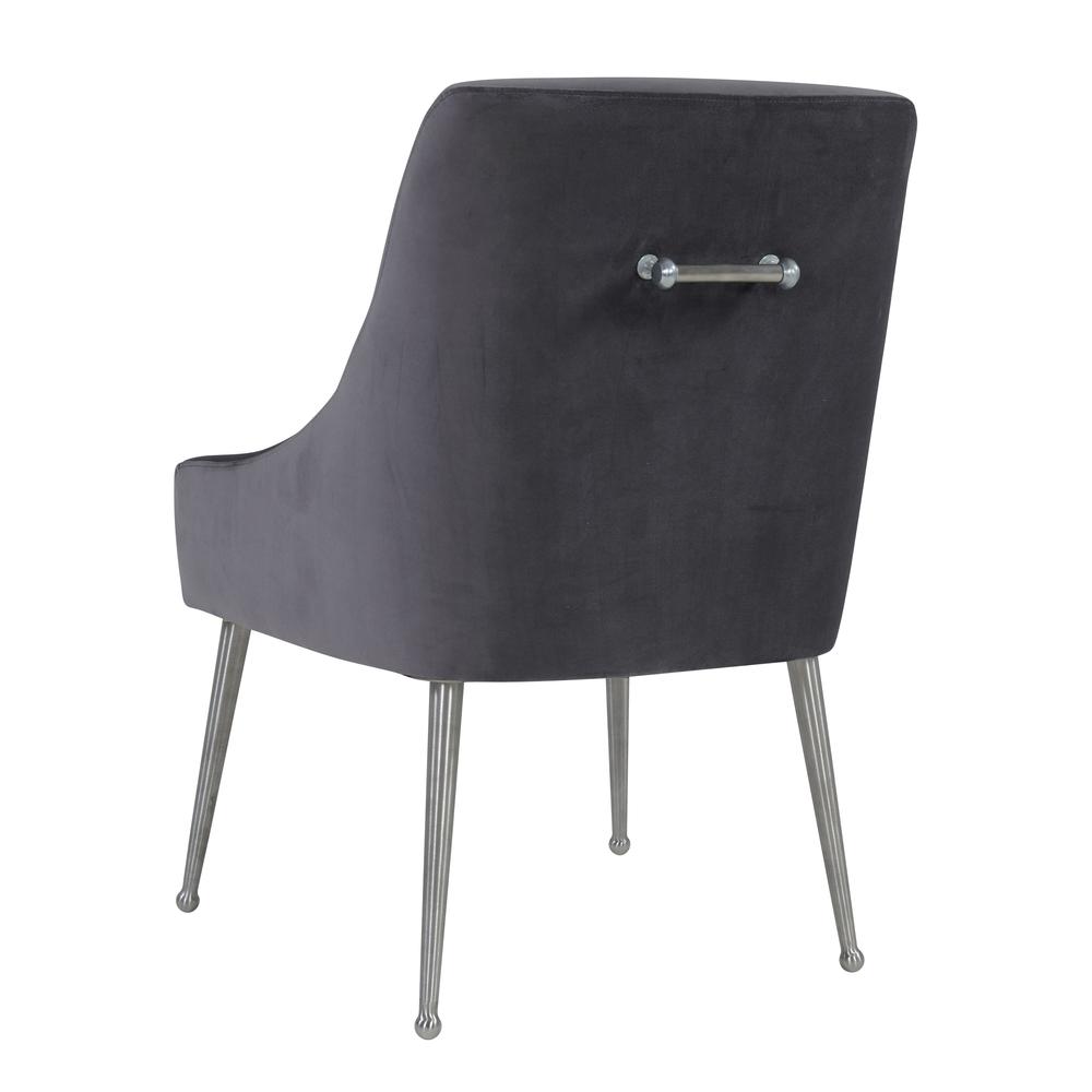 Beatrix Grey Velvet Side Chair with Silver Leg. Picture 4