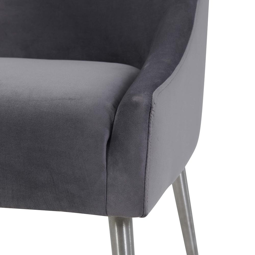 Beatrix Grey Velvet Side Chair with Silver Leg. Picture 5