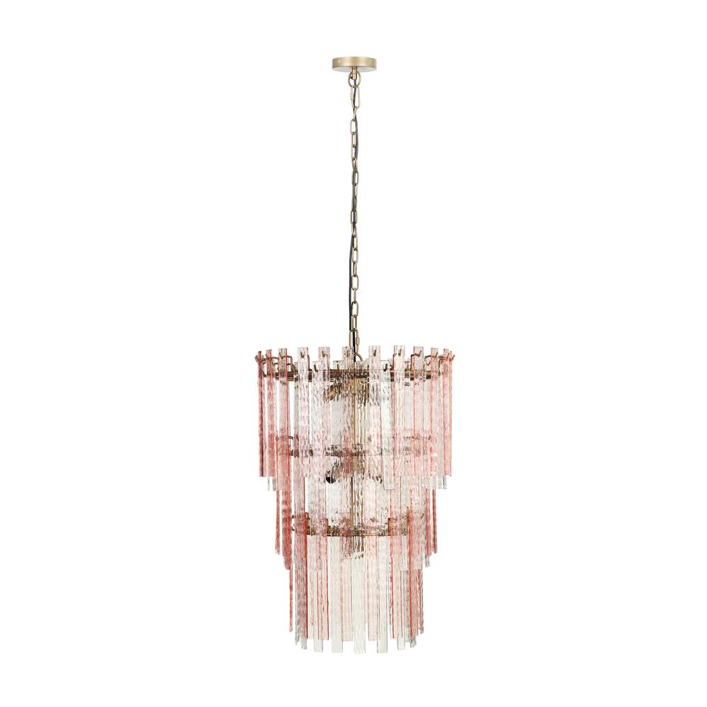 Hampshire Pink Acrylic 3-Tier Chandelier. Picture 1