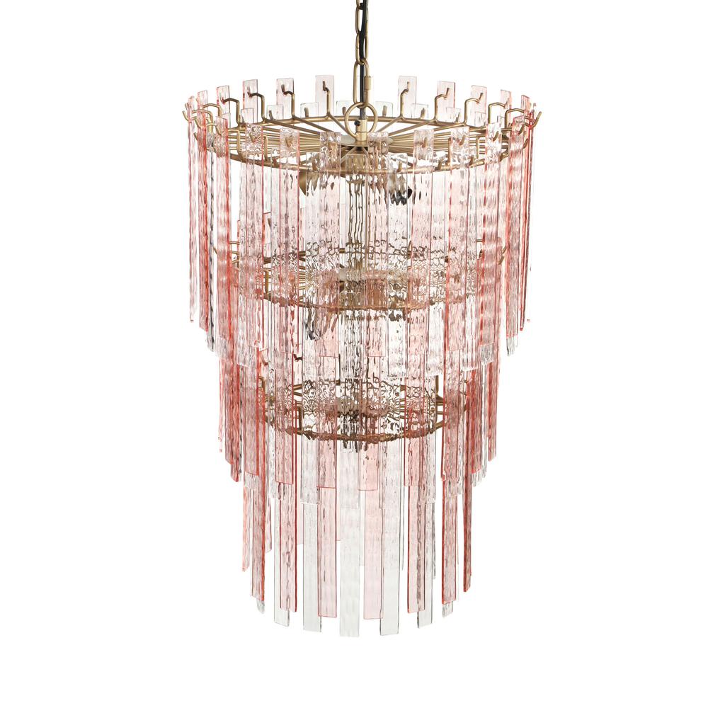 Hampshire Pink Acrylic 3-Tier Chandelier. Picture 3