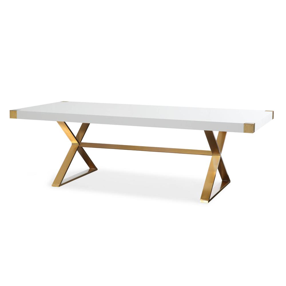 Adeline White Lacquer Dining Table. Picture 1