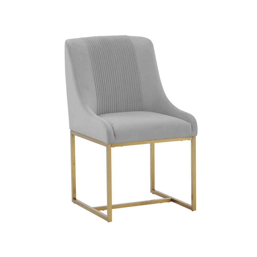 Glam Grey Pleated Velvet Dining Chair, Belen Kox. Picture 1