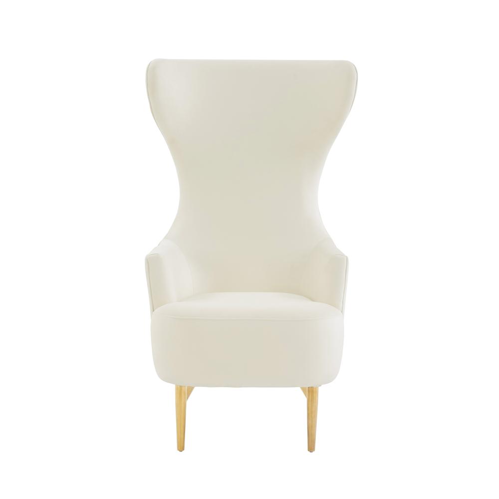 Julia Cream Velvet Channel Tufted Wingback Chair. Picture 3