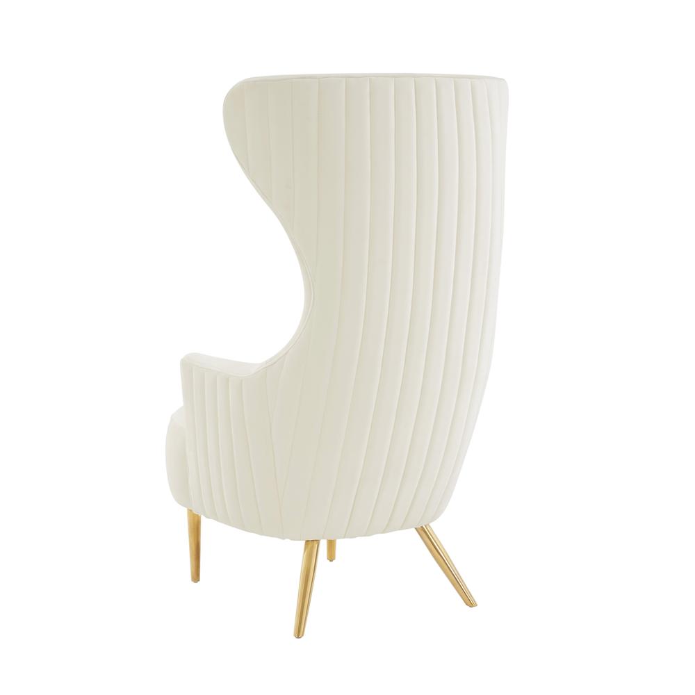 Julia Cream Velvet Channel Tufted Wingback Chair. Picture 5