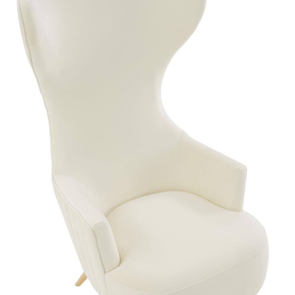 Julia Cream Velvet Channel Tufted Wingback Chair. Picture 6