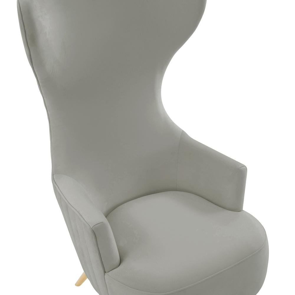 Julia Grey Velvet Channel Tufted Wingback Chair. Picture 5