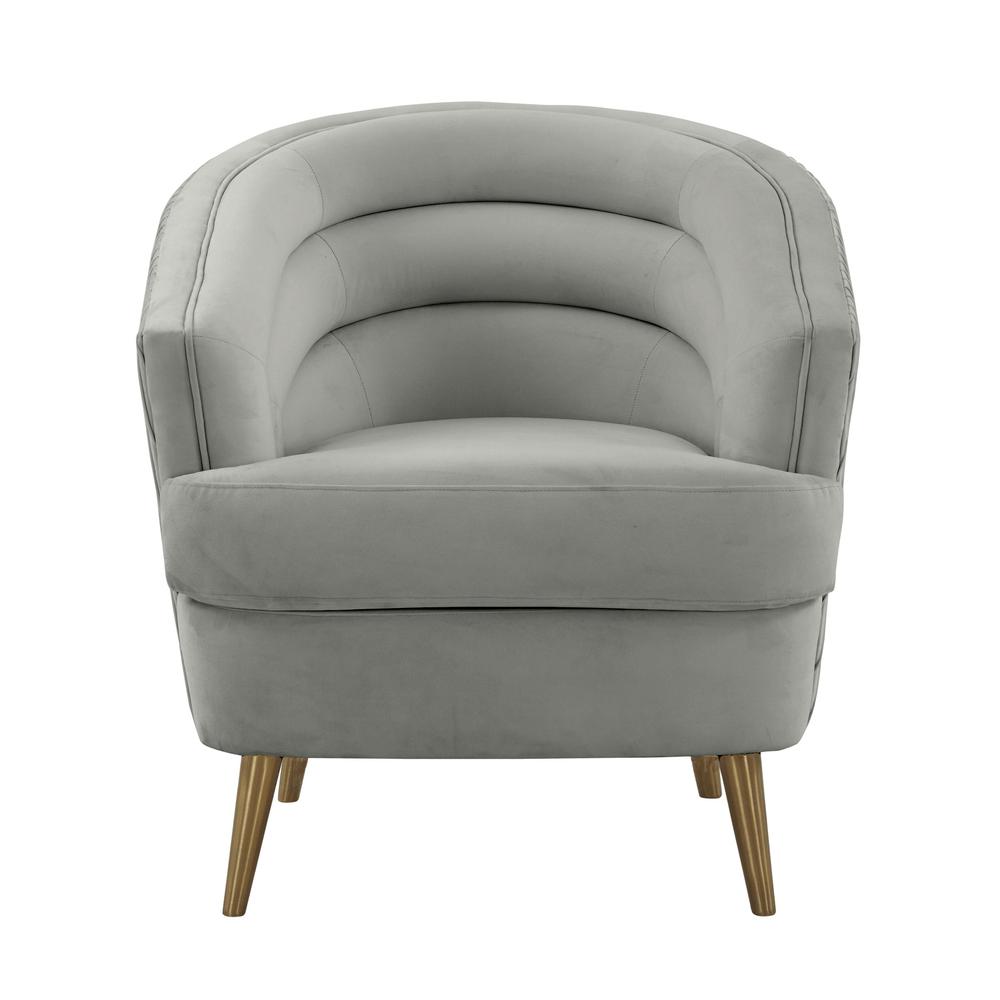 Jules Light Grey Velvet Accent Chair. Picture 2