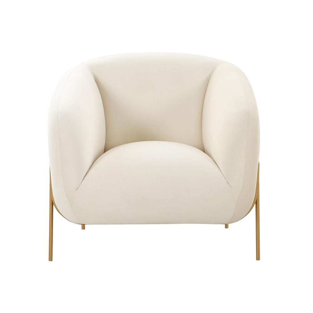Kandra Cream Velvet Accent Chair. Picture 2