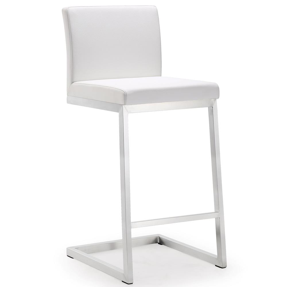 Parma White Stainless Steel Counter Stool - Set of 2. Picture 1