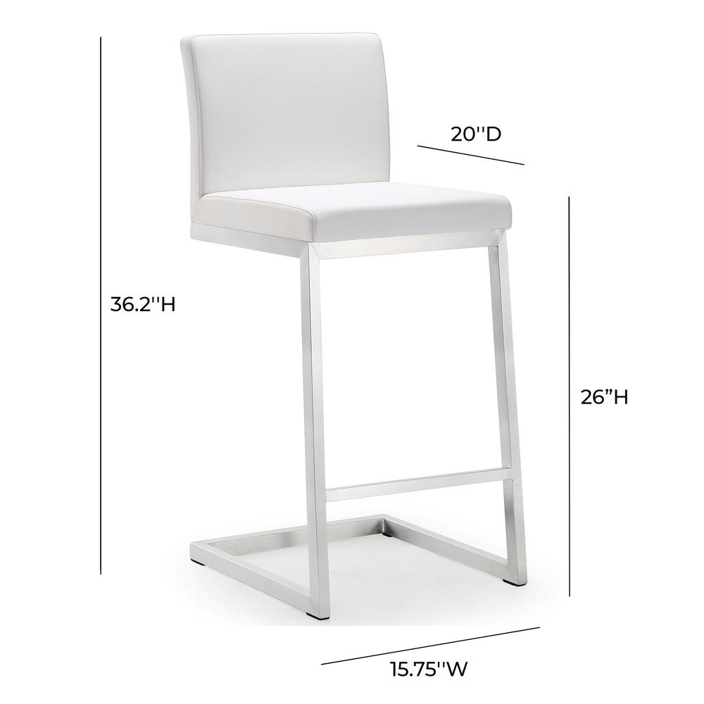 Parma White Stainless Steel Counter Stool - Set of 2. Picture 8