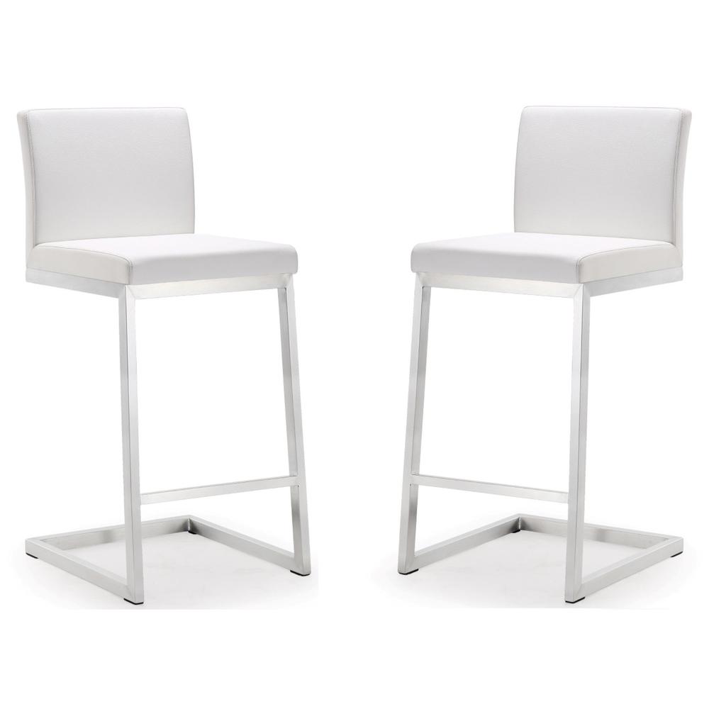 Parma White Stainless Steel Counter Stool - Set of 2. Picture 10