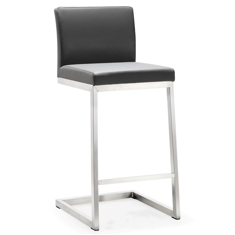 Parma Grey Stainless Steel Counter Stool - Set of 2. Picture 1