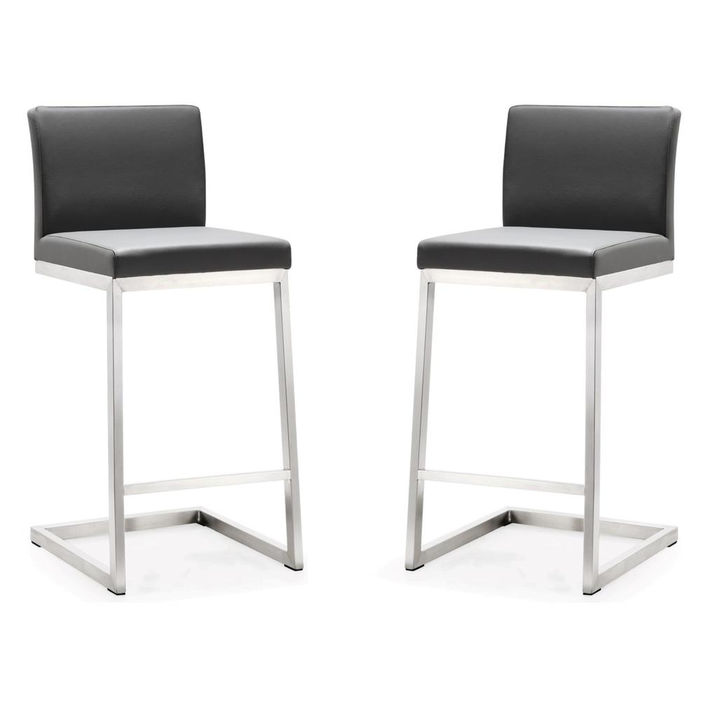 Parma Grey Stainless Steel Counter Stool - Set of 2. Picture 10