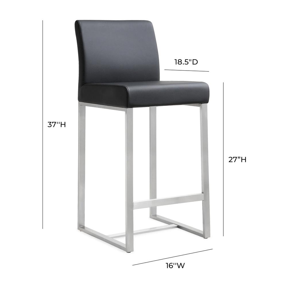 Denmark Black Stainless Steel Counter Stool (Set of 2). Picture 8