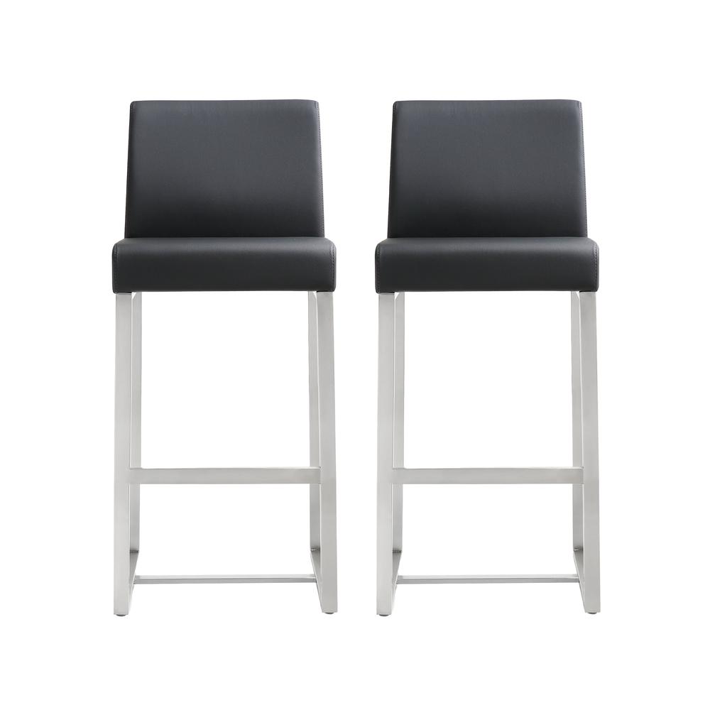 Denmark Black Stainless Steel Counter Stool (Set of 2). Picture 9