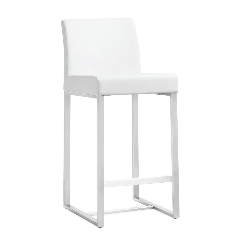 Denmark White Stainless Steel Counter Stool (Set of 2). Picture 1