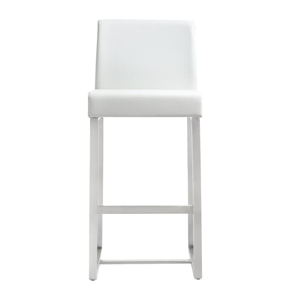 Denmark White Stainless Steel Counter Stool (Set of 2). Picture 3