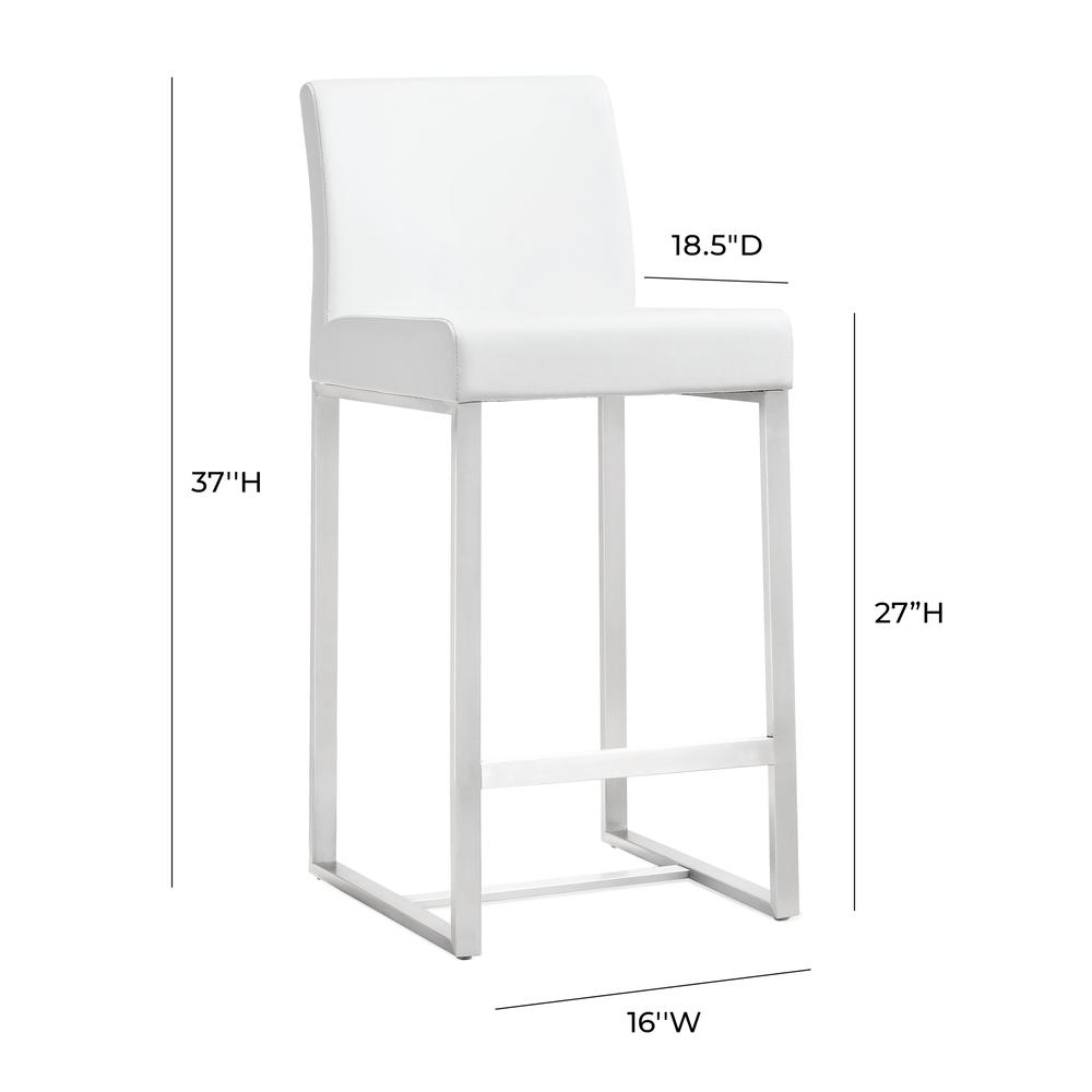 Denmark White Stainless Steel Counter Stool (Set of 2). Picture 8