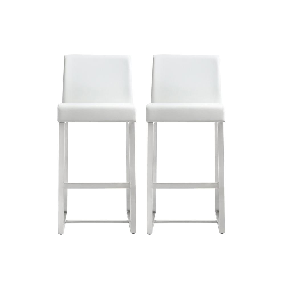 Denmark White Stainless Steel Counter Stool (Set of 2). Picture 9