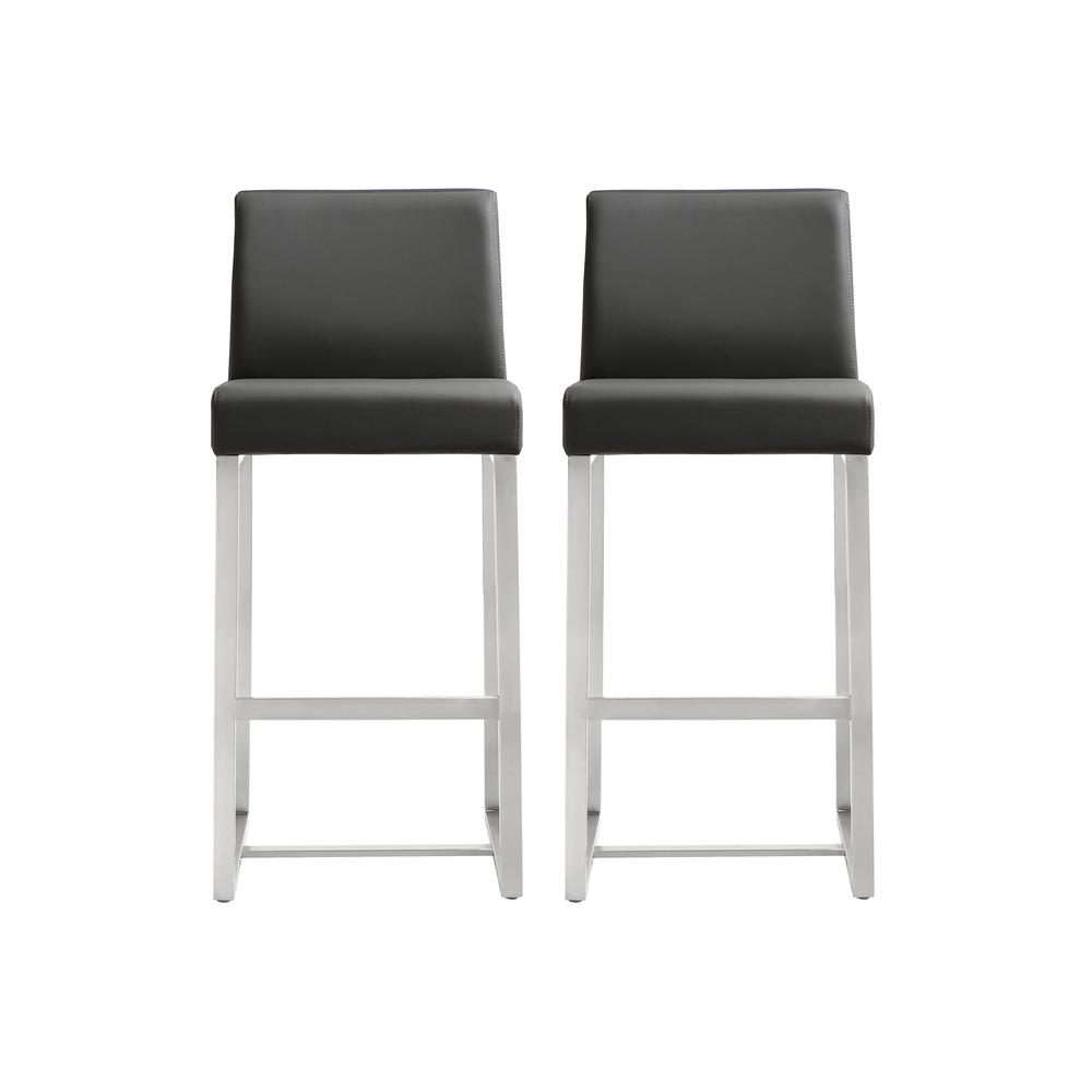 Denmark Grey Stainless Steel Counter Stool (Set of 2). Picture 9