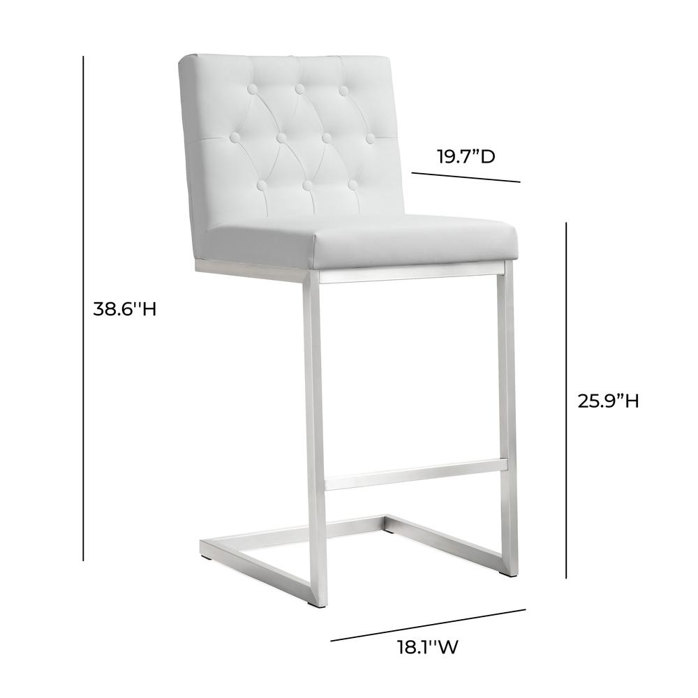 Helsinki White Stainless Steel Counter Stool - Set of 2. Picture 7