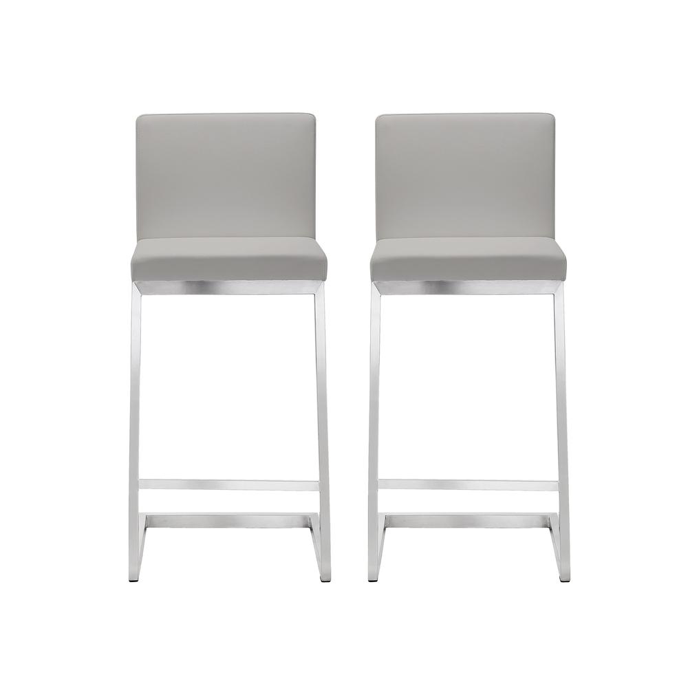 Parma Light Grey Stainless Steel Counter Stool (Set of 2). Picture 8