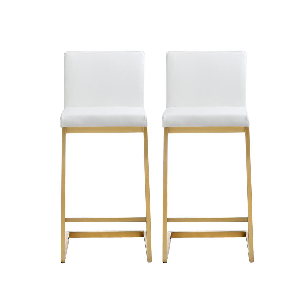 Parma White Gold Steel Counter Stool (Set of 2). Picture 1