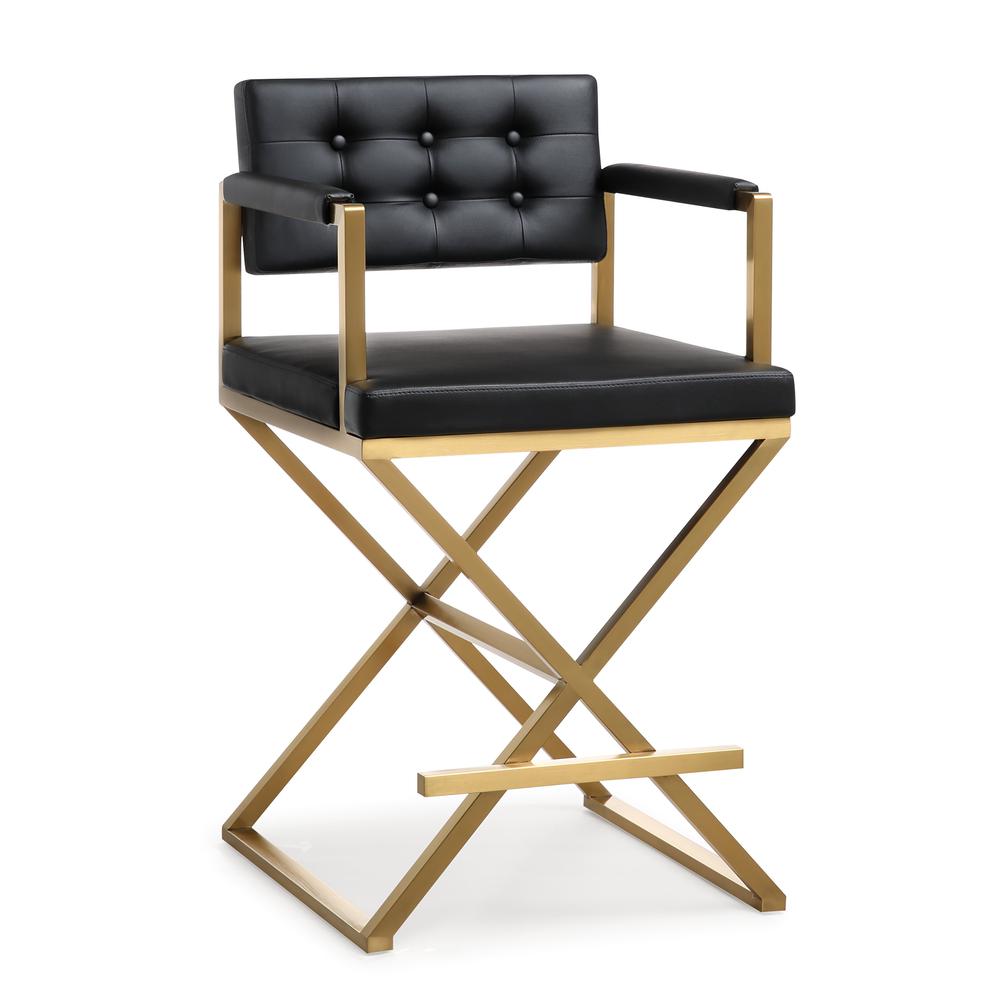 Contemporary Black and Gold Steel Counter Stool, Belen Kox. Picture 1