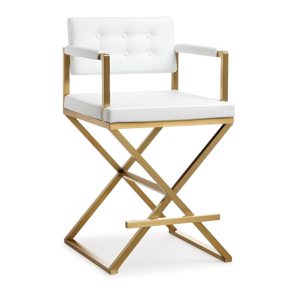 Contemporary White and Gold Steel Counter Stool, Belen Kox. Picture 1