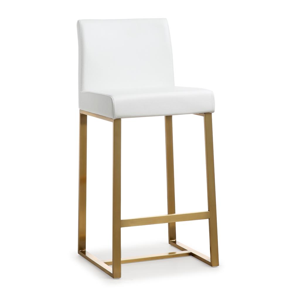 Contemporary White and Gold Steel Counter Stool (Set of 2), Belen Kox. Picture 1