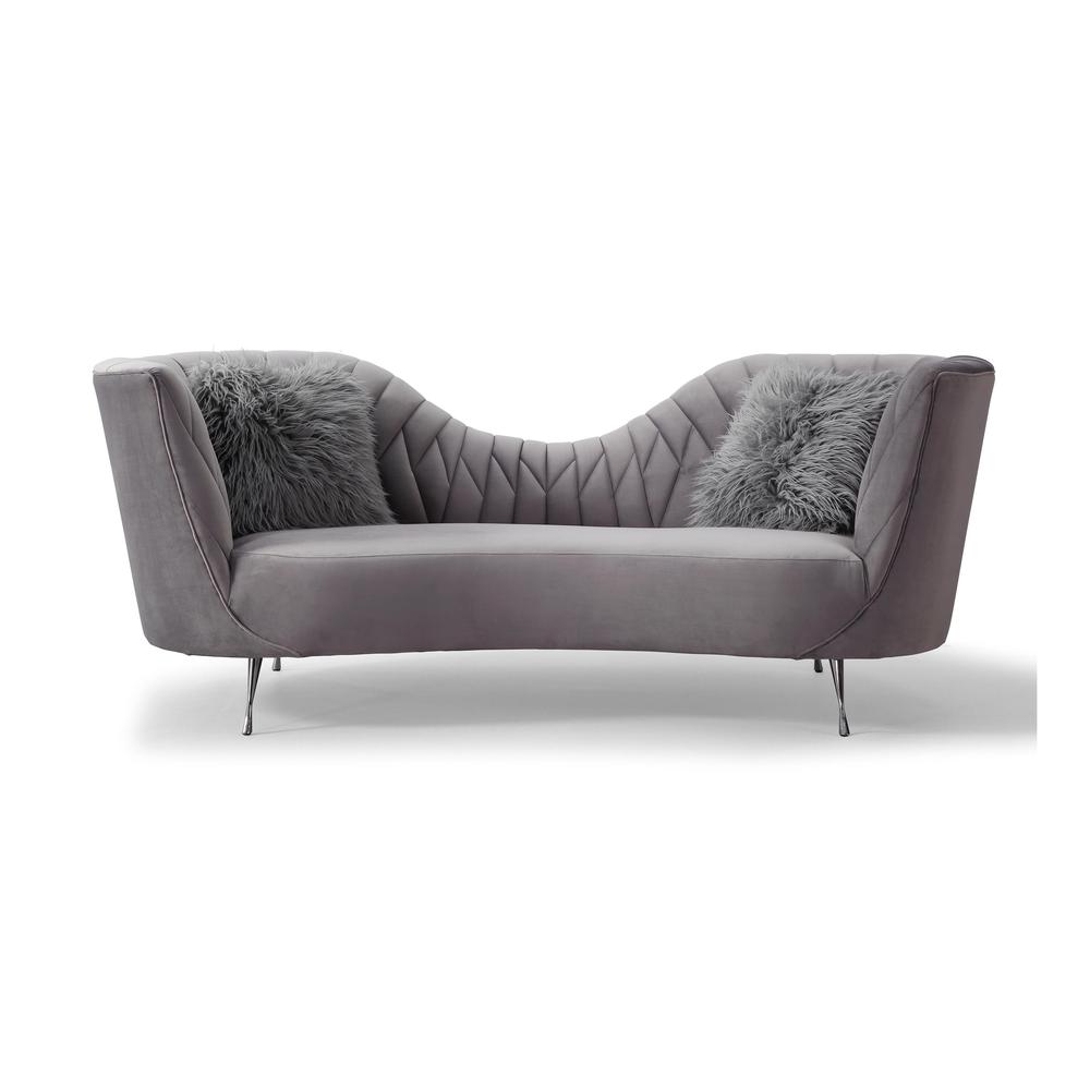 Eva Grey Velvet Sofa. Picture 1
