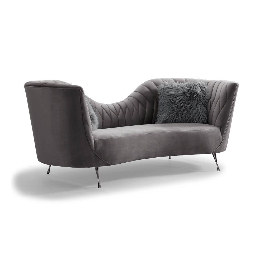Eva Grey Velvet Sofa. Picture 2