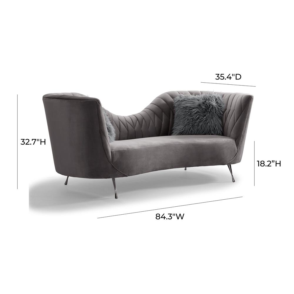 Eva Grey Velvet Sofa. Picture 5