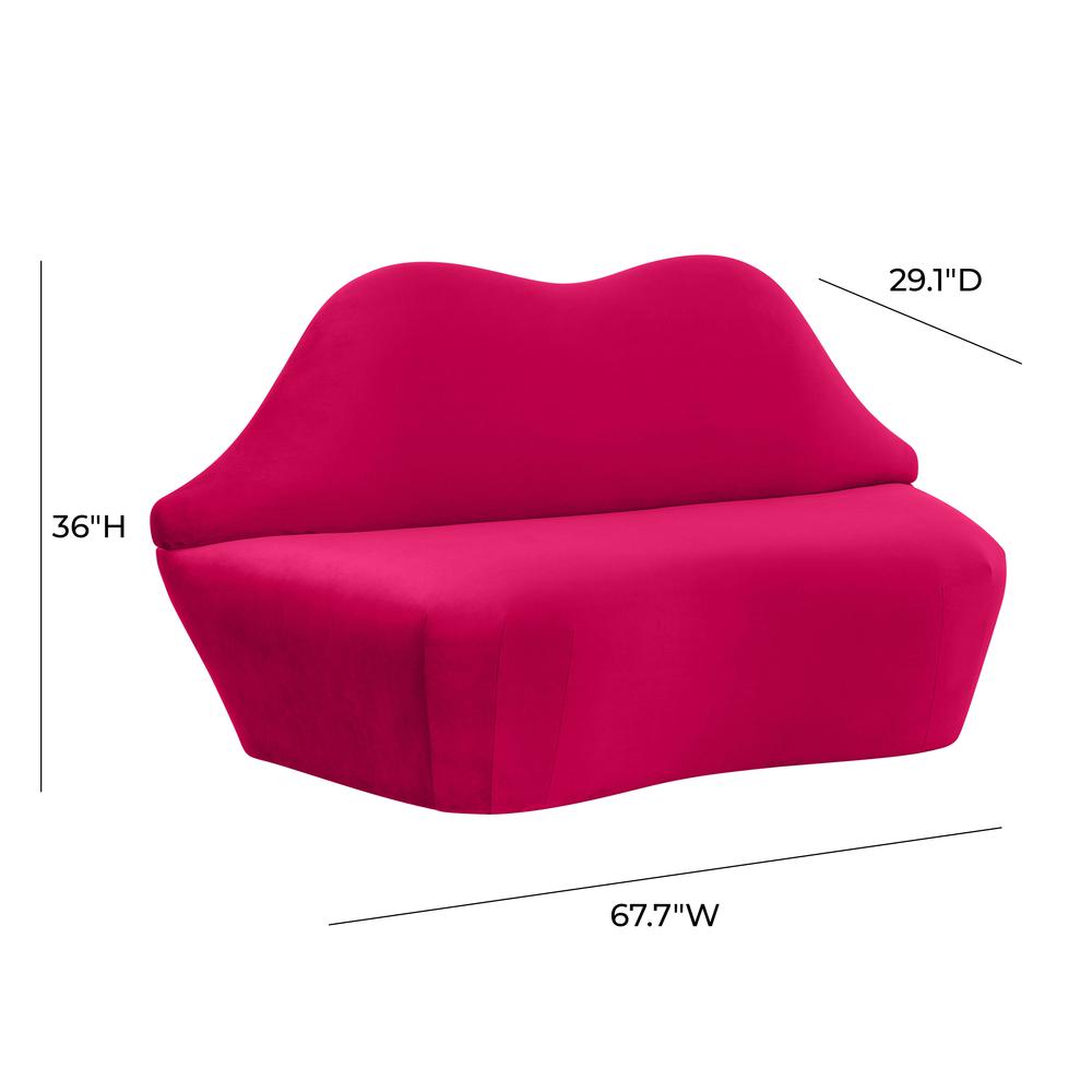 Lips Hot Pink Velvet Settee. Picture 7