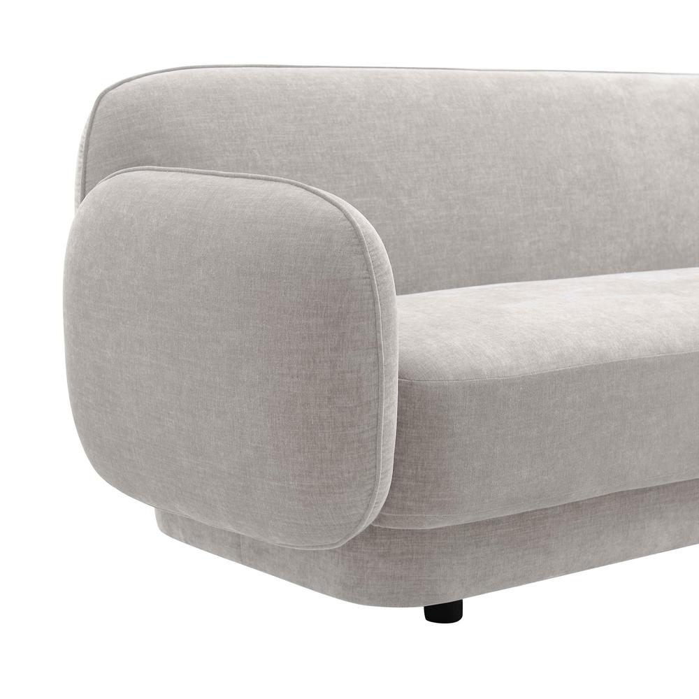 Kandor Stone Grey Textured Velvet Sofa. Picture 4