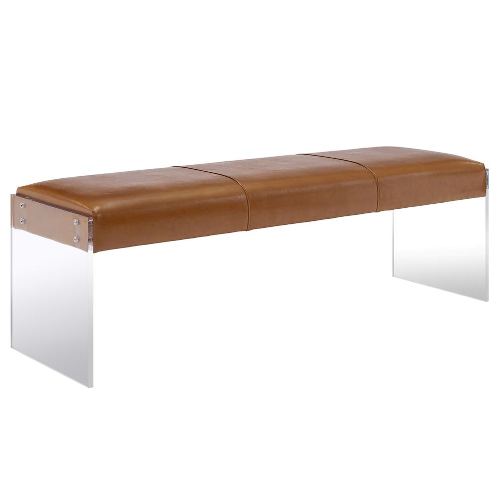 Modern Brown Leather/Acrylic Bench, Belen Kox. Picture 1