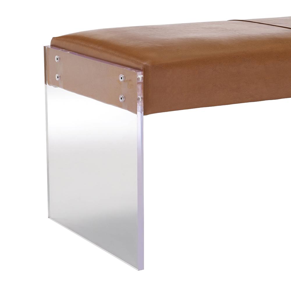 Modern Brown Leather/Acrylic Bench, Belen Kox. Picture 3